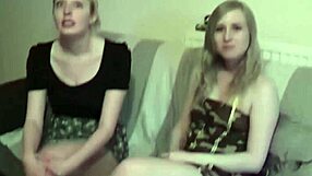 British blondes in high heels give blow jobs and fuck in a threesome