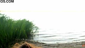 Teen redhead mia masturbates to wild orgasm by the lake