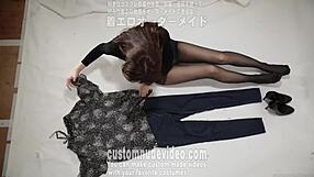 In this amateur fetish video, she slowly strips out of her underwear, tearing clothes for excitement.