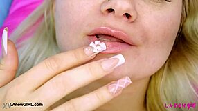 Flawless blonde beauty shows her sexy body.