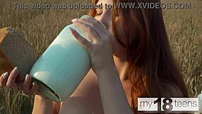 My18teen 18+s - cute girl went into the field for a walk and masturbate her pussy