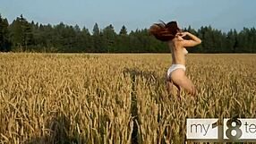 My18teen 18+s - cute girl went into the field for a walk and masturbate her pussy