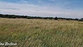 Fucked the Girl in a Mouth Among the RUSSIAN FIELD on a Hot Day