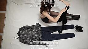 In this amateur fetish video, she slowly strips out of her underwear, tearing clothes for excitement.