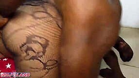 Wow! Clapping giant boobs on this ebony babe bent over doggy style!