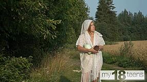 My18teen 18+s - cute girl went into the field for a walk and masturbate her pussy