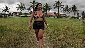 nicoly seduces firefighter on beach then rides his dick in the bush?