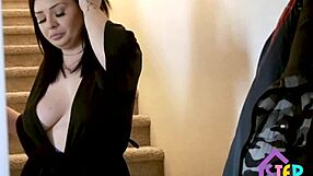 Stepmom london rose caught stepson spying in the kitchen