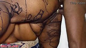 Wow! Clapping giant boobs on this ebony babe bent over doggy style!