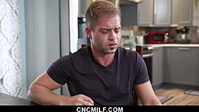 two hot chicks deepthroat and ride big tits in holiday threesome