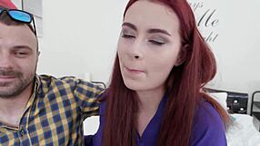 Redheaded Wife Scyley Jam Gets Pussy Creampied While Cuckold Husband Watches