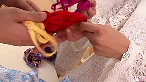 A group of men enjoy three Japanese sluts in wild orgy.