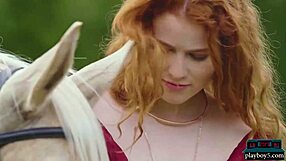 gorgeous hot redhead milf heidi romanova outdoor solo for playboy, horny and adorable!