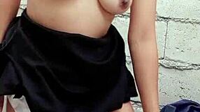 sexy pinay teen solo dildo in construction site