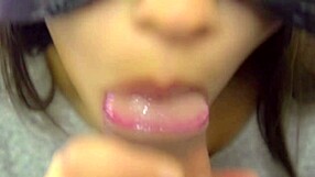 hey, check out this close-up japanese blowjob ending with cum in mouth