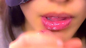 hey, check out this close-up japanese blowjob ending with cum in mouth