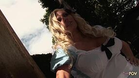 Outdoor Lesbian Sex Entails Skirts Up And Dildo Fucking Of Their Wet And Pink Cunts