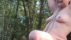 European slave F flashes and submits in forest for 2024
