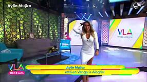 Aylin Mujica's Marked Nipples Under Mini Skirt