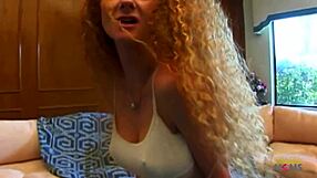 lusty redhead milf's hairy pierced pussy smashed by bbc on couch