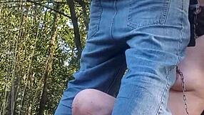 European slave F flashes and submits in forest for 2024