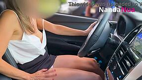 My naughty wife flashed her breasts and teased a gas station attendant. Her public display was daring.