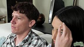 Stepbrother Reveals His Big Cock For Stepsister To Deepthroat On The Sofa.