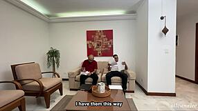 Hot milf boss Silvana Lee lures employee SoldierHugeCock for steamy office fun.