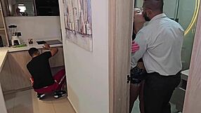 Colombian hires couple for housekeeping and fucks the pretty girl behind her husband's back.