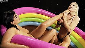 Cindy Behr dan Jasmine Black Jilat Jari Kaki dan Memek di Kolam Jelly