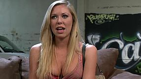 Blonde milf in high heels is seen engaging in intimate activities with a partner in a casual setting