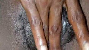 Hairy and smooth pussy play