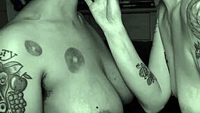 yo, dom dyke spits in sub stud's mouth during rough lesbian kissing with tattooed queer couple