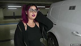 A slutty chilean teen gets her big ass pounded in public parking lot with anal