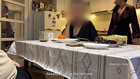 My Husband Jerking Under Table Near Step Mom in Kitchen?
