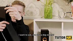 Tutor4k: mature russian tutor, needing sex, enjoys fetish fun with stud in stockings and heels.