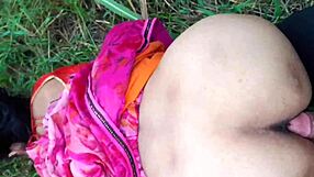 Bhabhi in the village fucks her lover boy outdoors in the field.