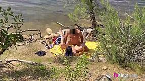 outdoor fun noa bangs a guy she dates next to the lake