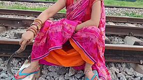 Bhabhi in the village fucks her lover boy outdoors in the field.