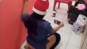 Horny Nurse Shows Ass in Hospital Corridor on Christmas Eve!