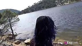 outdoor fun noa bangs a guy she dates next to the lake