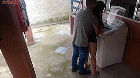 housewife seduces technician with tight pussy while husband is out, leading to rough fucking