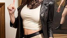 Student Receives Art Instruction In Leather Skirt Upskirt