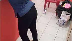 Horny Nurse Shows Ass in Hospital Corridor on Christmas Eve!