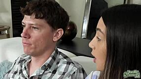 Stepbrother Reveals His Big Cock For Stepsister To Deepthroat On The Sofa.