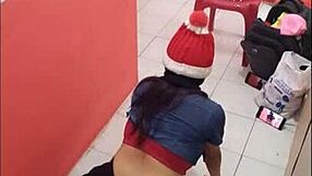 Horny Nurse Shows Ass in Hospital Corridor on Christmas Eve!