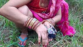 Bhabhi in the village fucks her lover boy outdoors in the field.