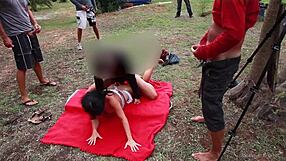 tied up and gagged, her ass gets destroyed in quickie creampie