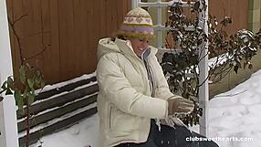 Naked babe fingering tight slit in snowy outdoors! Remastered raw action just hits different!