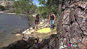 outdoor fun noa bangs a guy she dates next to the lake